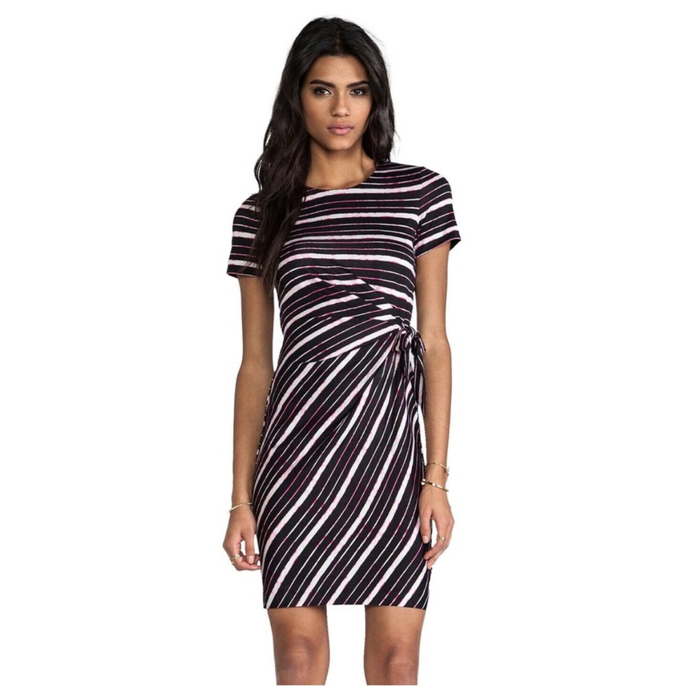 Diane Von Furstenberg Black and Pink Mini Dress